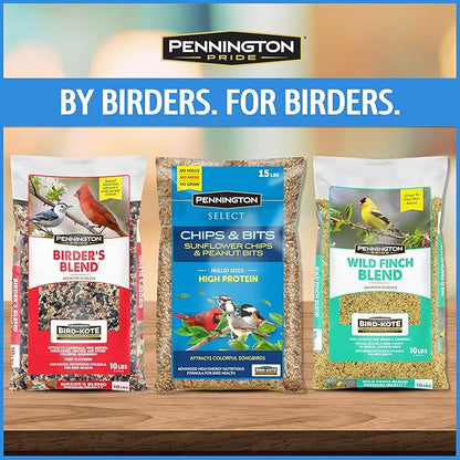 Pennington Select Chips &amp; Bits Wild Bird Seed for Outside Feeders, High-Protein, No-Hull &amp; No-Waste, Sunflower Chips &amp; Peanut Bits Attract Songbirds,15-lb. Bag
