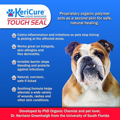 Tough Seal Pet Liquid Bandage Spray for Dogs &amp; Cats - 2oz Calming Wound Care Protection, Protects Cuts and Scratches - Safe if Licked, String-Free Dog Wound Spray