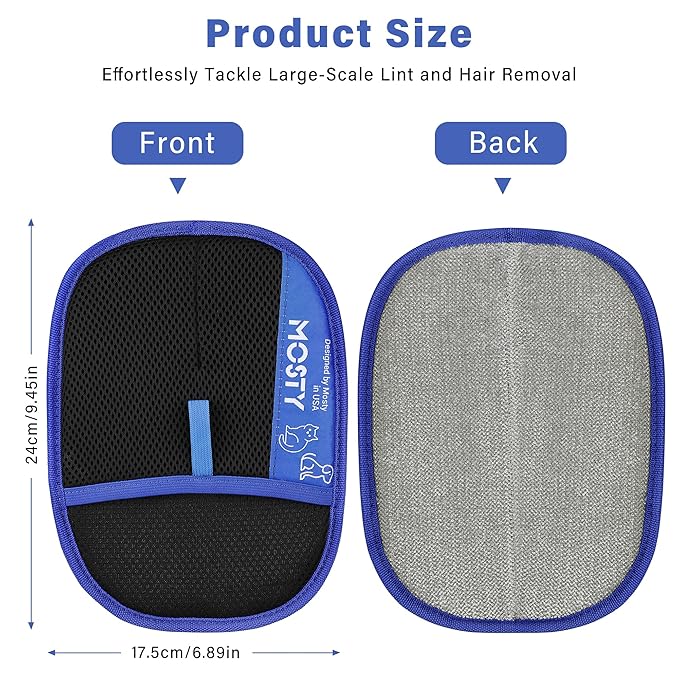 2Pcs Pet Hair Removal Glove,Double Sided Electrostatic, Reusable Cat &amp; Dog Hair Remover Mitt for Furniture, Couch, Carpet, Car Seat, Quick Cleaning Grooming Glove
