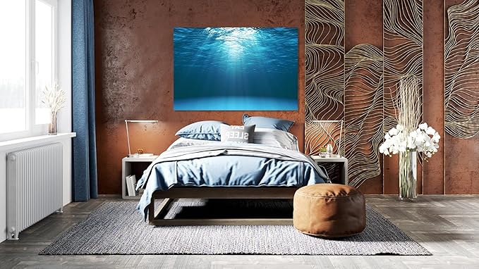 Nature Wall Art Prints - Ocean Forest Mountain Lake Canvas Landscapes - Small to Extra Large Living Room Bedroom Kitchen Bathroom Décor (Sun Rays Under Water, 20L" x 30W")