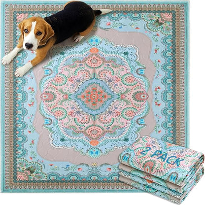Aitmexcn Washable Pee Pads for Dogs Large, 2 Pack, 54" x 54" Boho Reusable Puppy Pads, Dog Playpen Mat, Super Absorbent Dog Pads, Leakproof, Waterproof Dog Training Pad, Dog Crate Pad, Whelping Pads