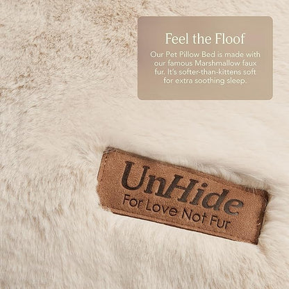 UnHide Floof Pet Pillow - Extra Soft Dog Bed Pillow- Removable Faux Fur Cover - Machine Washable - Helps Ease Pet Anxiety &amp; Provides The Perfect Sleep, 36 x 42 x 5, Large - Beige
