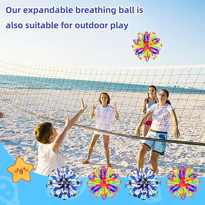 2Pcs Colorful Sphere Expandable Breathing Balls Fidget Toy-Great Anxiety Stress Reliever,Collapsible Expanding Magic Ball Toys for Kids &amp; Adults Mindfulness Meditation Practices , Yoga -ADHD