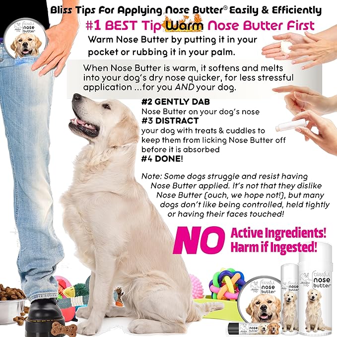 The Blissful Dog Golden Retriever Nose Butter, Versatile Dog Nose Balm for Dry Nose, Handcrafted Nose Moisturizer, Easy-to-Apply Dog Essentials, Unscented, 2 oz.