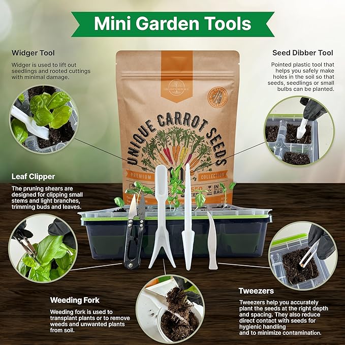 Organo Republic 10 Unique Carrot Seeds Variety Pack - 7,550+ Non-GMO Heirloom Carrot Seeds for Outdoor &amp; Indoor Home Gardening, Including Carrot Imperator 58, Little Fingers, Scarlet Nantes, Parisian
