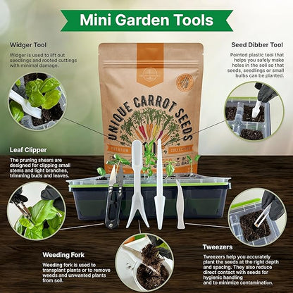 Organo Republic 10 Unique Carrot Seeds Variety Pack - 7,550+ Non-GMO Heirloom Carrot Seeds for Outdoor &amp; Indoor Home Gardening, Including Carrot Imperator 58, Little Fingers, Scarlet Nantes, Parisian