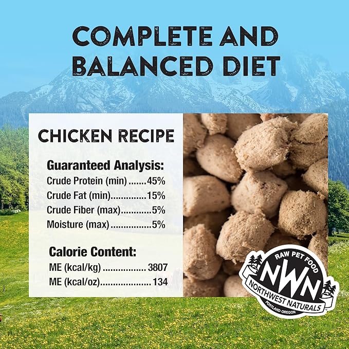 Northwest Naturals Freeze-Dried Chicken Cat &amp; Kitten Food – Bite-Sized Nibbles – Healthy, Limited, Human-Grade Ingredients, All-Natural, High-Protein Raw Diet – Complete &amp; Balanced, Made in USA, 11 oz