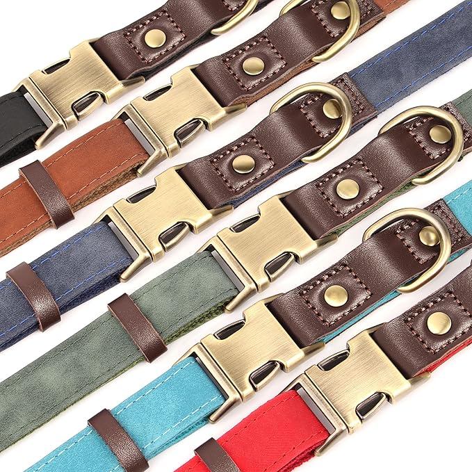 Didog Soft PU Leather Dog Collars for Small Dogs,Classic Adjustable Dog Collars with Quick Release Metal Buckle,Easy Clean and Comfortable with Nylon Lining,Black,S Neck 10-15"