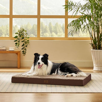Bedsure Dog Beds Large Sized Dog - Orthopedic Flat Pet Beds with Removable Washable Cover, Egg Crate Foam Puppy Mat, Suitable for Pet Up to 65 lbs
