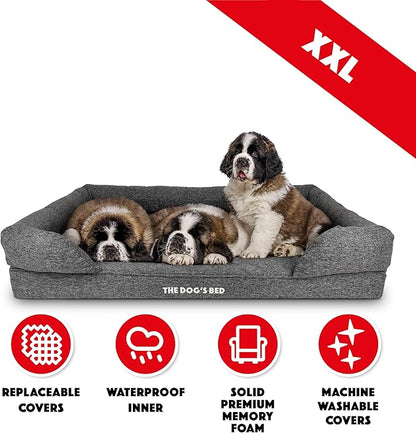 The Dog’s Bed, XXL Grey Linen 51.5x39, Memory Foam, Pain Relief: Arthritis, Hip &amp; Elbow Dysplasia, Post Surgery, Lameness, Supportive, Calming, Waterproof Washable Cover, Veterinary Approved