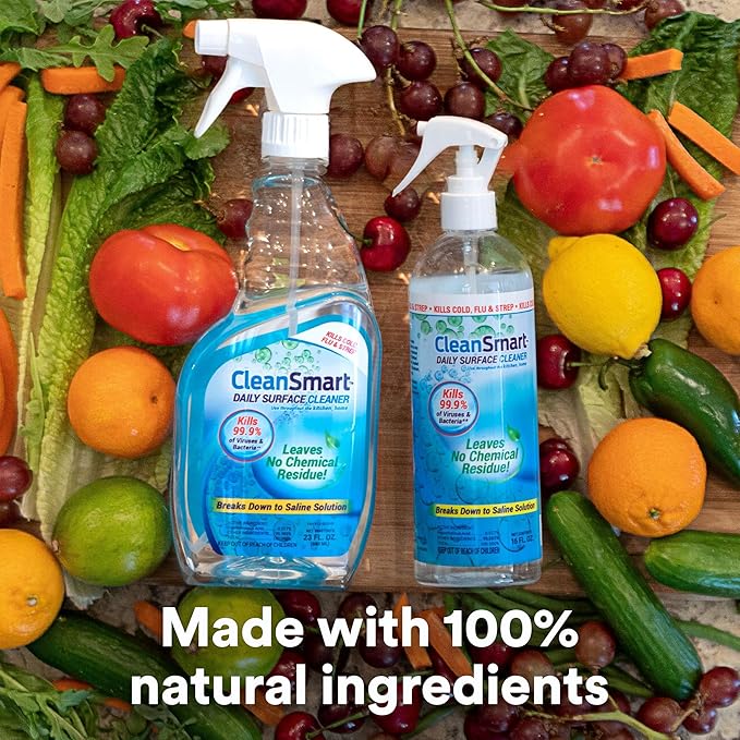 CleanSmart Daily Surface Spray Disinfectant, Kills 99.9% of Viruses, Bacteria, Mold &amp; Fungus, 16 oz Bottle (Pack of 3)