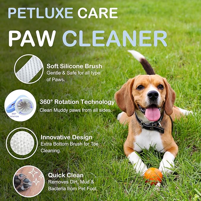 Dog Paw Cleaner for Small &amp; Medium Dogs – Portable Paw Washer Cup with Soft Silicone Brush, Towel &amp; Moisturizing Balm – Gently Cleans Muddy Paws After Walks (Blue, Small)