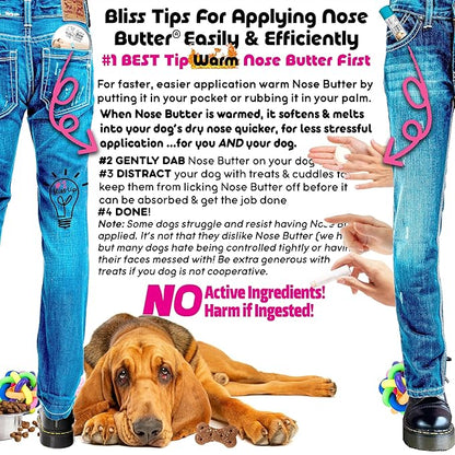 The Blissful Dog Bloodhound Nose Butter for Dry, Cracked Skin, Lick-Safe Dog Nose Balm with Moisturizing Shea Butter, Almond, Olive, and Essential Oils, Pet Supplies, Uncented, 0.50 oz.