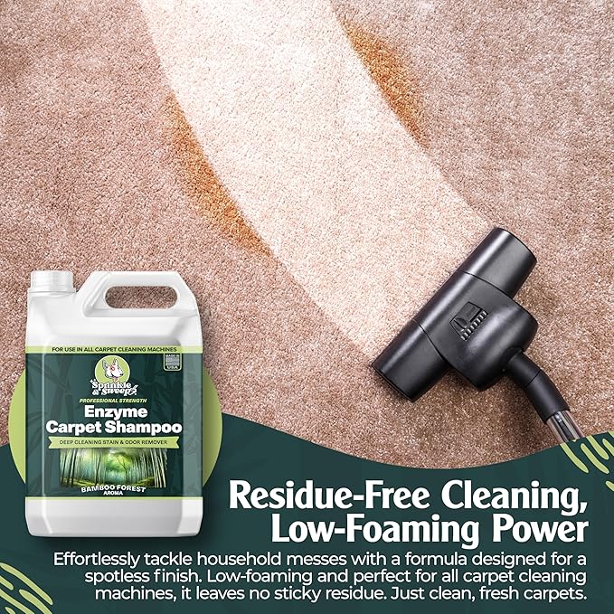 Sprinkle &amp; Sweep Enzyme Carpet Shampoo (64oz) - Carpet Cleaner Solution to Eliminate Tough Stains &amp; Neutralize Odors at the Source - Car, Furniture, Carpets &amp; Rug Cleaner - Use with All Machines