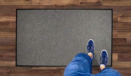 M+A Matting WaterHog Diamond | Commercial-Grade Entrance Mat with Rubber Border – Indoor/Outdoor, Quick Drying, Stain Resistant Door Mat (Charcoal, 3&