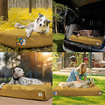 Sytopia 42-Inch Canvas Outdoor Dog Bed, Waterproof &amp; Washable with Removable Cover, Ideal for Medium &amp; Large Dogs, Chew-Proof Great for Indoor, Outdoor, Crate, or Patio Use (Yellow)