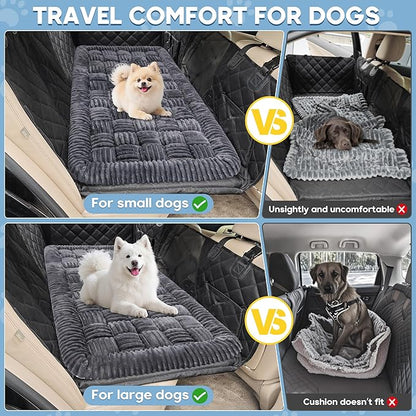Dog Car Bed Mat, Non-Slip Backseat Extender Pet Blanket, Plaid Dog Bed for SUVs, Sedans &amp; Trucks, Chew-Resistant Travel Pad for Dogs, Easy Clean &amp; Scratch-Proof &amp; Comfort (50"×24.6") Gray