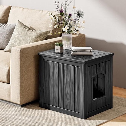 Outdoor &amp; Indoor Dog House for Weatherproof and Stylish Furniture, Insulated Dog House Outdoor, Multi - Use for Small and Medium Dogs (Black, 22.8" L × 17.7" W × 21.7" H)
