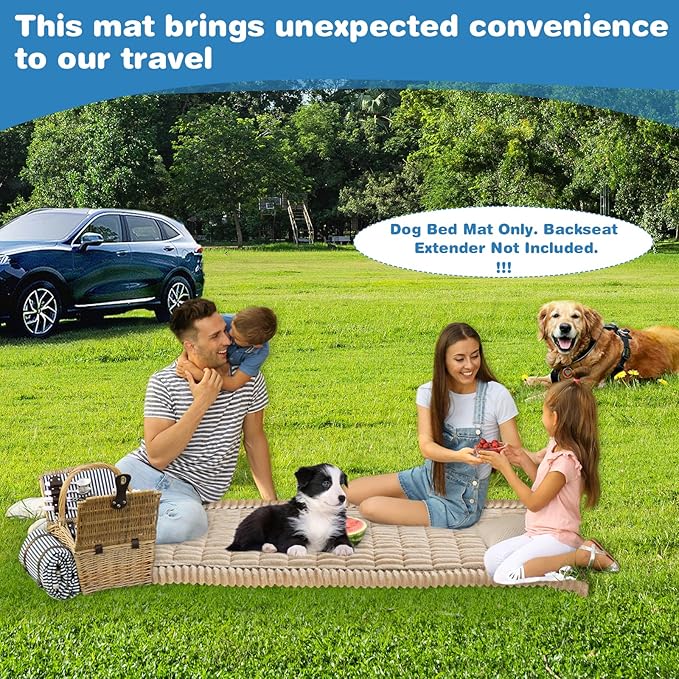 VClife Dog Bed Mat for Car, Anti Slip Pet Bed Travel Pad Comfortable Furry Dog Car Seat Cover for Backseat Extender, Washable Pet Cushion Bed Mat for Indoors &amp; Outdoors (Brown, 59"×27.6")