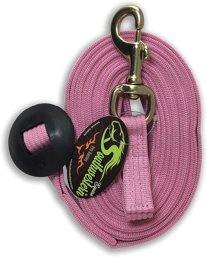 Southwestern Equine Lunge Line for Horses Cotton Horse Lunge Line with Bolt Snap &amp; Rubber Stop (Pink, 24&