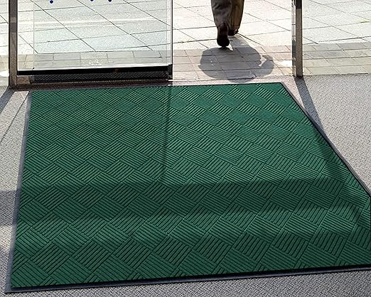 WaterHog Diamond | Commercial-Grade Entrance Mat with Rubber Border – Indoor/Outdoor, Quick Drying, Stain Resistant Door Mat (Evergreen, 4&