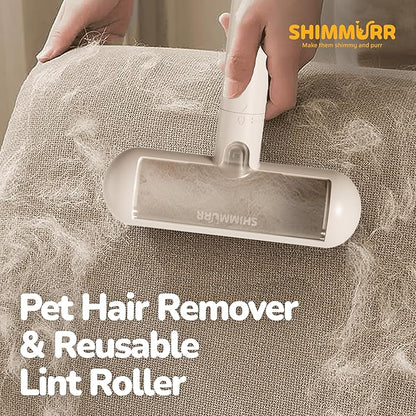 Reusable Pet Hair Remover - Lint Roller for Dog &amp; Cat Fur - for Furniture, Carpet, Clothing - Detachable Handle (Apricot (Light Beige))