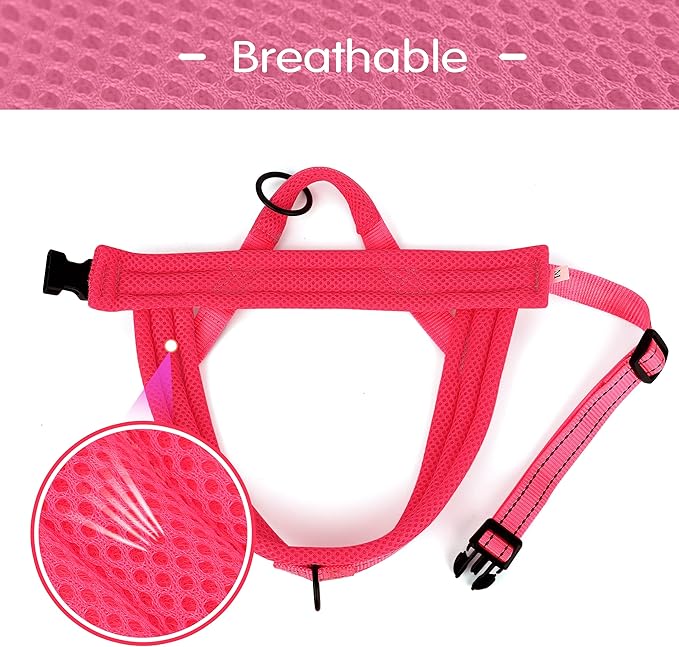 Didog No Pull Dog Harness with Soft Mesh Padded,Reflective &amp; Quick Fit Light Weight Dog Strap Vest Harness,Easy for Walking Training (S:Chest 18-22", Pink)