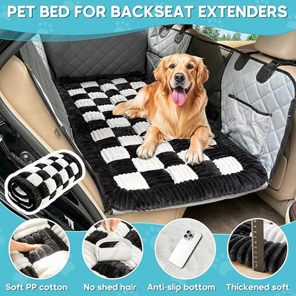 Dog Car Bed Mat, Non-Slip Backseat Extender Pet Blanket, Plaid Dog Bed for SUVs, Sedans &amp; Trucks, Chew-Resistant Travel Pad for Dogs, Easy Clean &amp; Scratch-Proof &amp; Comfort (50"x24.6")