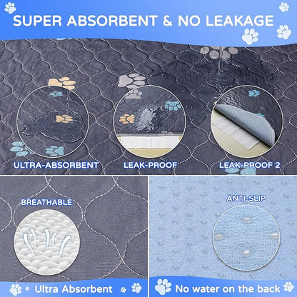Aitmexcn Washable Dog Pee Pad, 2PCS 100% Waterproof Whelping Training Mat for Puppy/Senior, Fast Drying Reusable Pads for Indoor, Outdoor and Car Travel - 36&