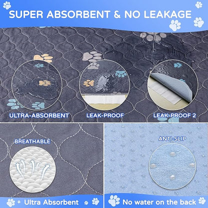 Aitmexcn Washable Puppy Dog Pee Pad, 2PCS 100% Waterproof Whelping Training Mat for Puppy/Senior Dog, Fast Drying Reusable Puppy Pads for Indoor, Outdoor and Car Travel- 24&