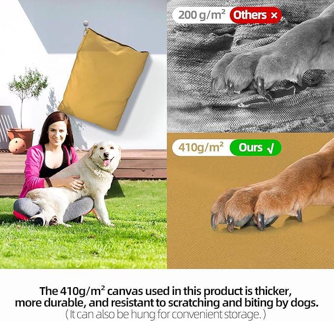 Sytopia 42-Inch Canvas Outdoor Dog Bed, Waterproof &amp; Washable with Removable Cover, Ideal for Medium &amp; Large Dogs, Chew-Proof Great for Indoor, Outdoor, Crate, or Patio Use (Yellow)