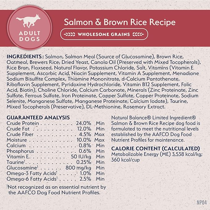 Natural Balance Limited Ingredient Adult Dry Dog Food with Healthy Grains, Salmon &amp; Brown Rice Recipe, 24 Pound (Pack of 1)