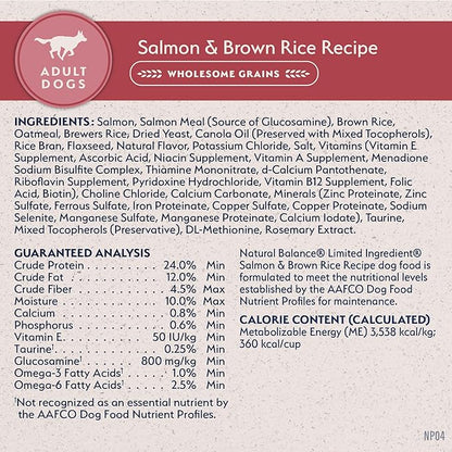 Natural Balance Limited Ingredient Adult Dry Dog Food with Healthy Grains, Salmon &amp; Brown Rice Recipe, 24 Pound (Pack of 1)