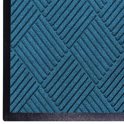 WaterHog Diamond | Commercial-Grade Entrance Mat with Rubber Border – Indoor/Outdoor, Quick Drying, Stain Resistant Door Mat (Medium Blue, 3&
