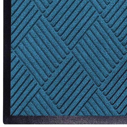 WaterHog Diamond | Commercial-Grade Entrance Mat with Rubber Border – Indoor/Outdoor, Quick Drying, Stain Resistant Door Mat (Medium Blue, 3&