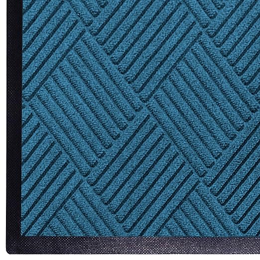 M+A Matting WaterHog Diamond | Commercial-Grade Entrance Mat with Rubber Border – Indoor/Outdoor, Quick Drying, Stain Resistant Door Mat (Medium Blue, 6&