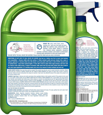 Simple Green Cat Stain &amp; Odor Remover - Enzyme Cleaner for Cat Urine, Feces, Blood, Vomit (32 oz Sprayer &amp; 1 gallon Refill)