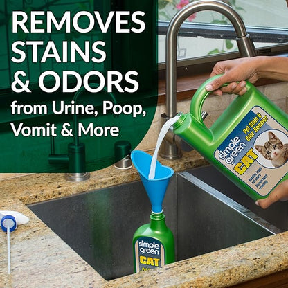 Simple Green Cat Stain &amp; Odor Remover - Enzyme Cleaner for Cat Urine, Feces, Blood, Vomit (32 oz Sprayer &amp; 1 gallon Refill)