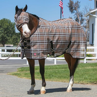 Kensington Fly Mask Web Trim — Protects Horses Face and Eyes From sun While Allowing Full Visibility — Ears and Forelock Able to Come Through the Mask, Medium, Deluxe Black