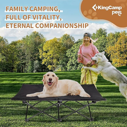 KingCamp Elevated Dog Bed for Large Dogs, Outdoor Raised Cooling Pet Cot Bed with Washable Breathable Mesh &amp; No-Slip Feet Perfect for Camping, Backyard, Indoor Use (Large, Black)