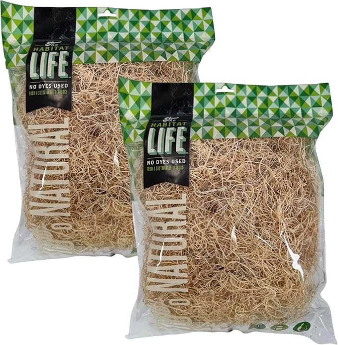 The Habitat Life - Natural Fine Cut Excelsior - for Birds, Hamsters, Gerbils, Rats &amp; Other Small Mammals - Soft &amp; Absorbent - Wood Fiber - Dye-Free &amp; Safe - Medium - 2 Pack