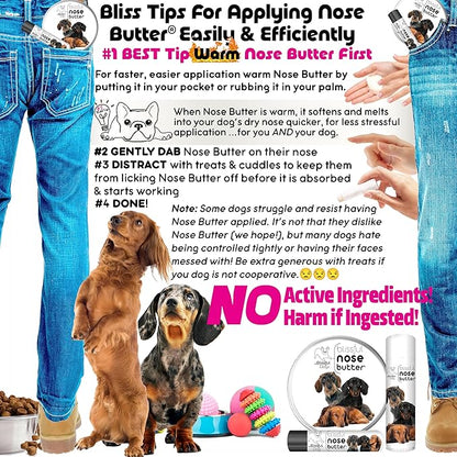 The Blissful Dog Daschund Nose Butter for Dry, Cracked Skin, Lick-Safe Dog Nose Balm with Moisturizing Shea Butter, Almond, Olive, and Essential Oils, Pet Supplies, Uncented, 0.15 oz.