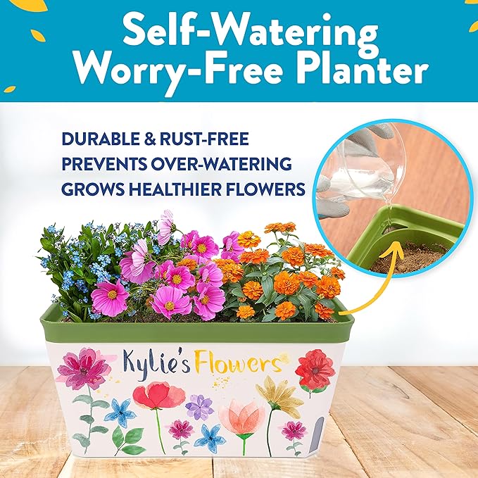 Home Grown Paint &amp; Grow Flower Gardening Kit Set for Boys and Girls - Craft Activity Toy for Kids, Ages 5 6 7 8-12 Years Old - Unique Birthday Present - Plant Gift Toys