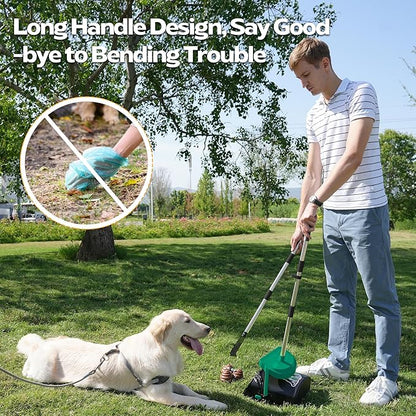 UPSKY Dog Pooper Scooper Swivel Bin &amp; Rake Kit with 100 Waste Bags,33.4" Stainless Steel Long Handle Heavy Duty Pet Poop Shovel for Large Medium Small Dogs, Odor-Proof Lid for Yard/Lawn/Outdoor Use