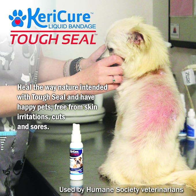 Tough Seal Pet Liquid Bandage Spray for Dogs &amp; Cats - 2oz Calming Wound Care Protection, Protects Cuts and Scratches - Safe if Licked, String-Free Dog Wound Spray