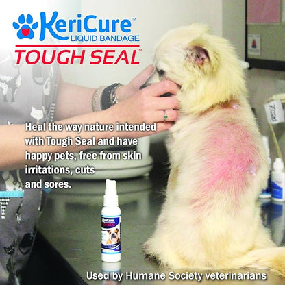 Tough Seal Pet Liquid Bandage Spray for Dogs &amp; Cats - 2oz Calming Wound Care Protection, Protects Cuts and Scratches - Safe if Licked, String-Free Dog Wound Spray