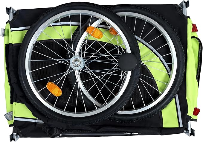 Blue-Grey Large Folding Bike Trailer for Dogs – Heavy-Duty Steel Frame, 66LB Capacity Pet Carrier for All-Terrain Cycling, Jogging &amp; Camping Adventures!
