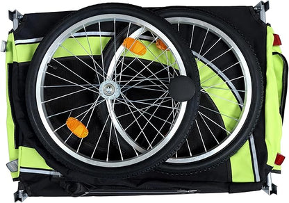 Blue-Grey Large Folding Bike Trailer for Dogs – Heavy-Duty Steel Frame, 66LB Capacity Pet Carrier for All-Terrain Cycling, Jogging &amp; Camping Adventures!
