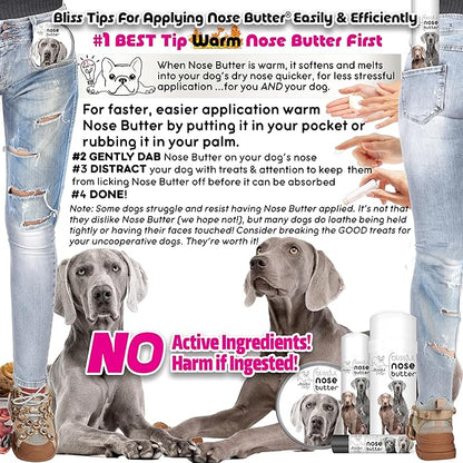 The Blissful Dog Weimaraner Nose Butter for Dry, Cracked Skin, Lick-Safe Dog Nose Balm with Moisturizing Shea Butter, Almond, Olive, and Essential Oils, Pet Supplies, Uncented, 0.15 oz.