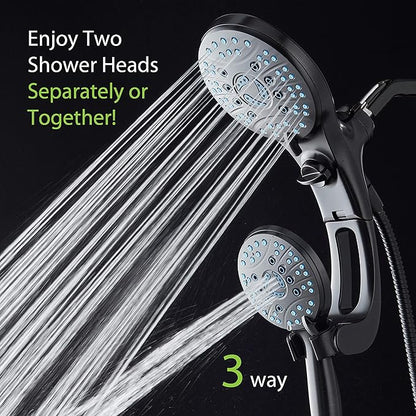 Hotel Spa AquaCare As-Seen-On-TV High Pressure Handheld/Rain 50-mode 3-way Shower Head Combo with Adjustable Arm - Anti-clog Nozzles, Tub &amp; Pet Power Wash, 6 ft. Hose, Rubbed Bronze Finish